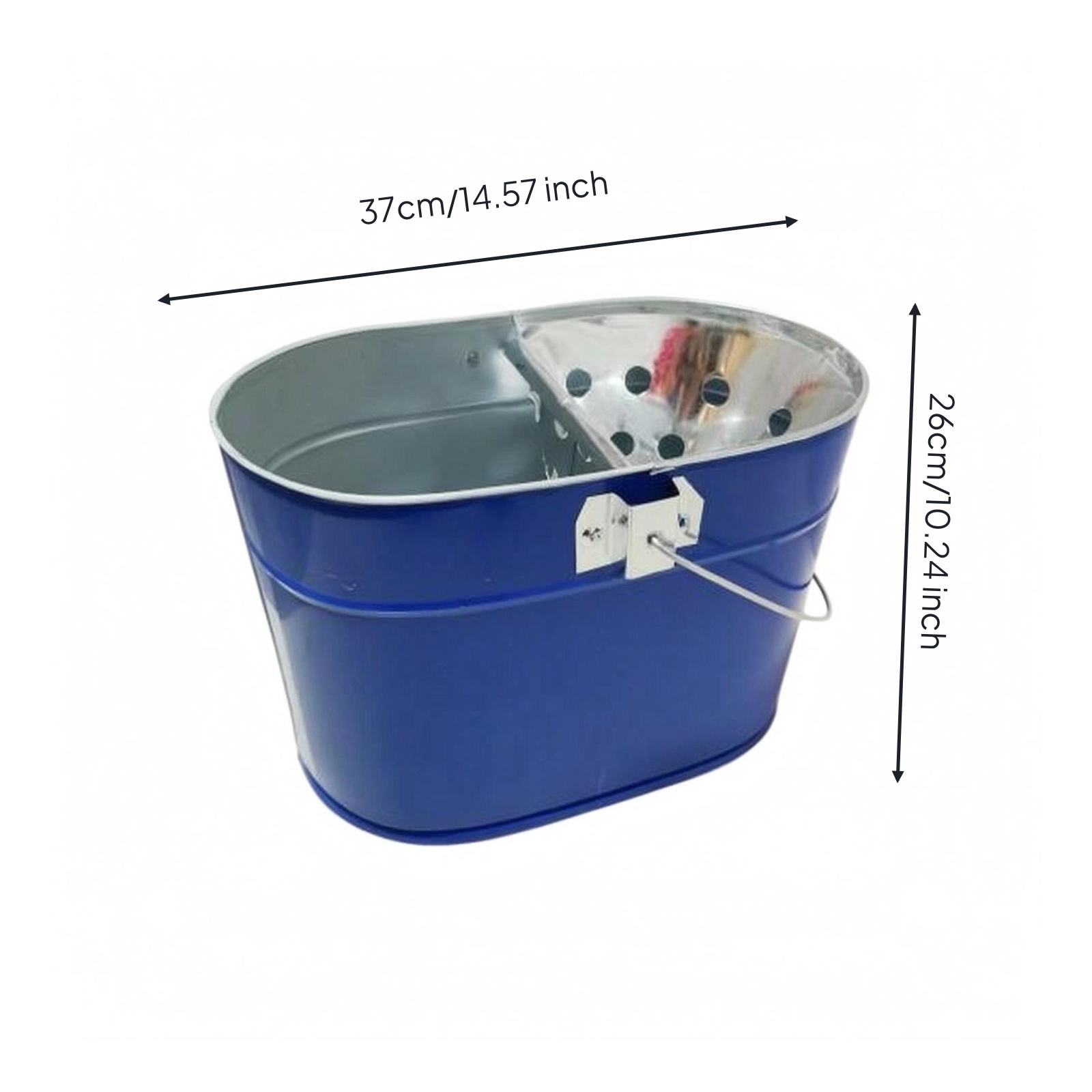 Oval Mop Pail Perforated Portable Cleaning Pail Wire Handle