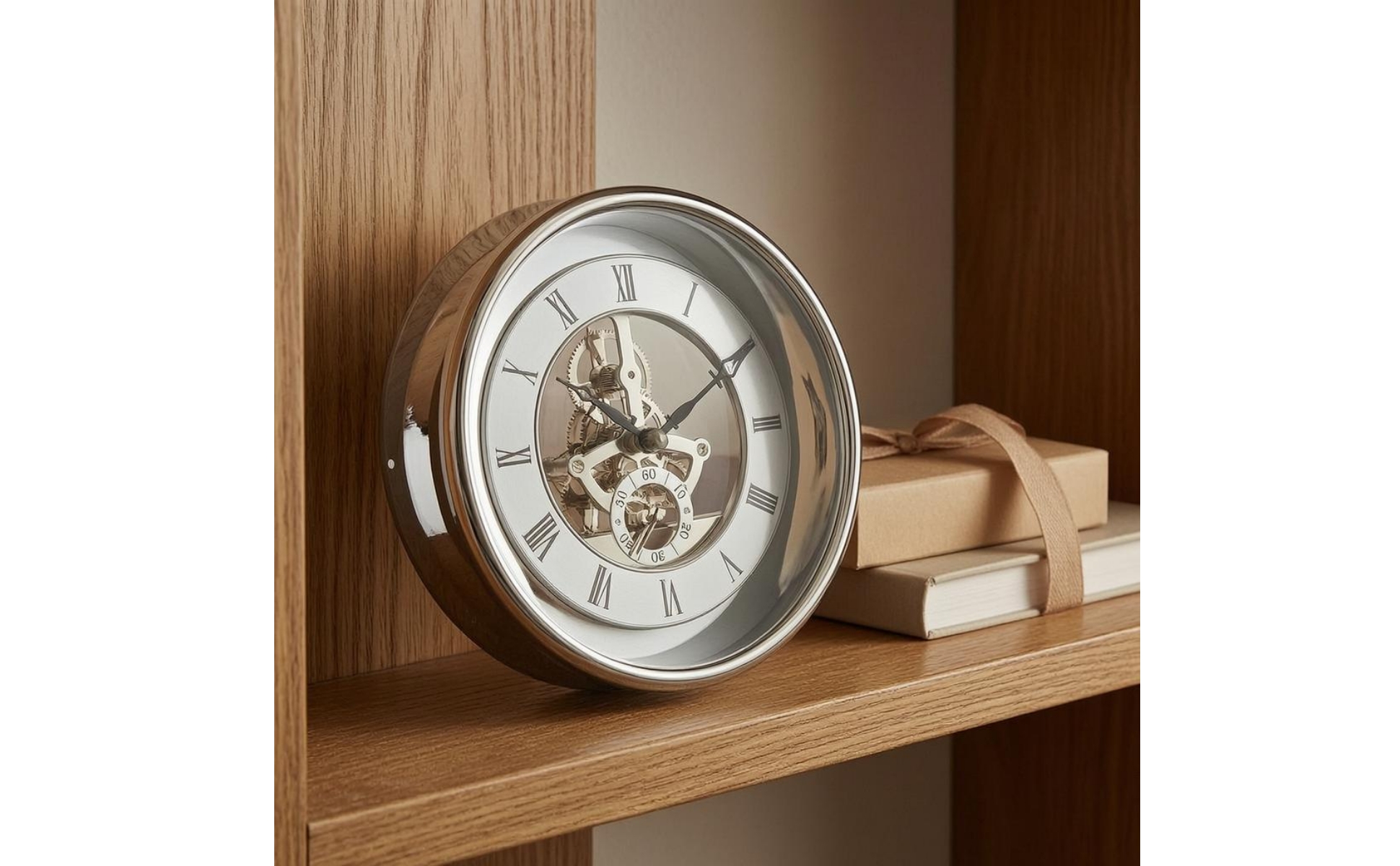 Roman Numeral Wall Timepiece Layered Design Transparent Gear Timepiece Moving
