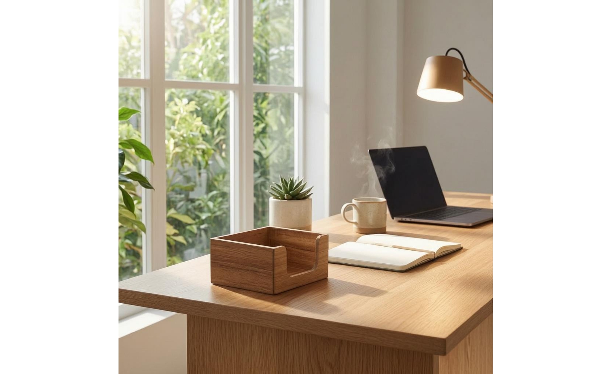 Desktop Note Box Open Top Wood Note Box Rounded Cutout