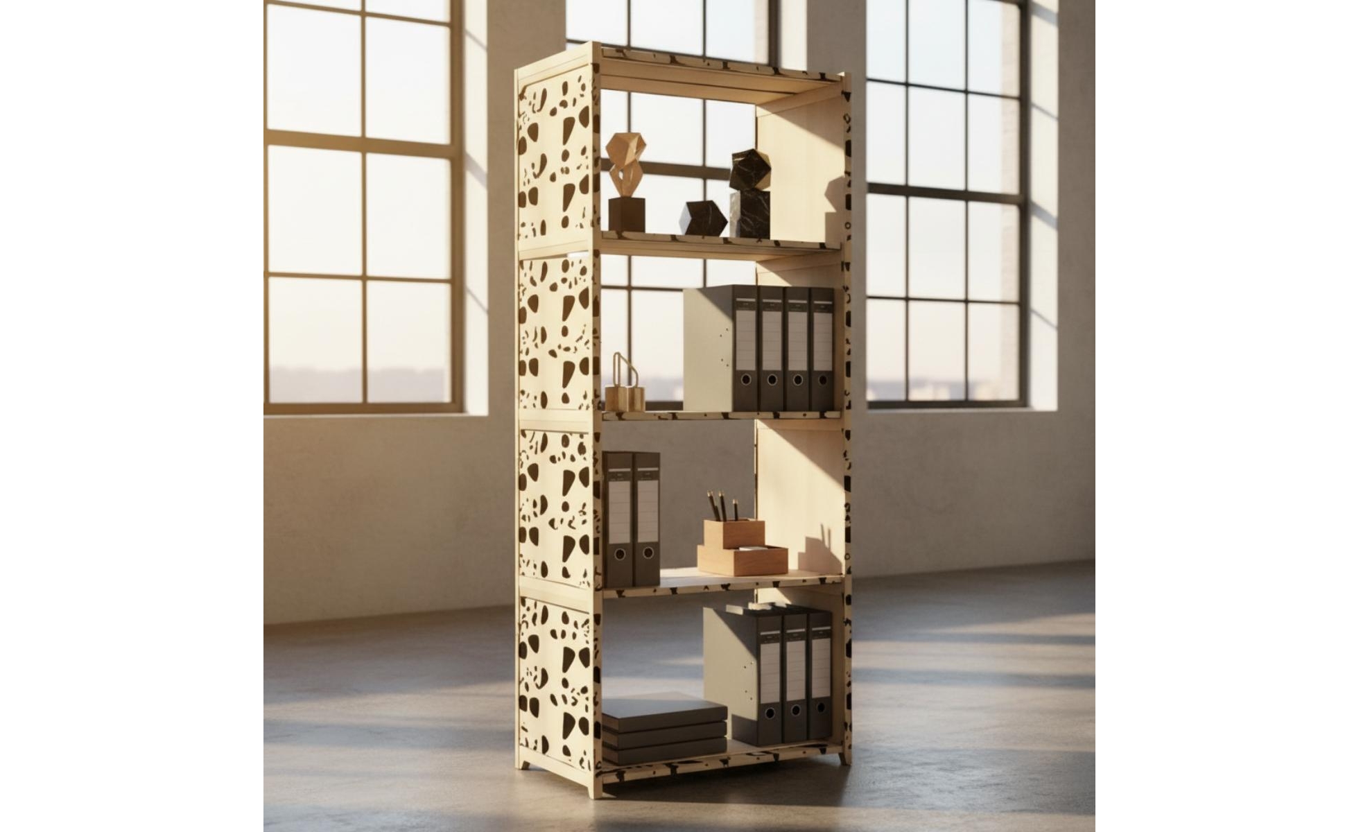 Iron Bookshelf Freestanding Storage Rack Rectangular Frame for Home Organizing