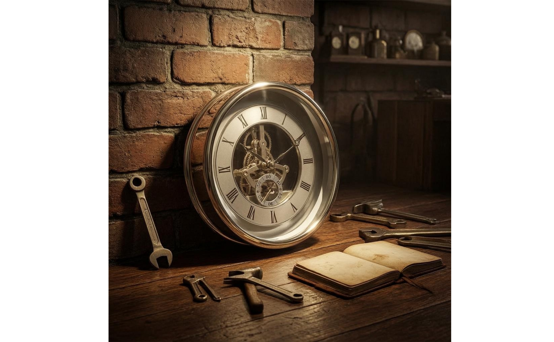 Roman Numeral Wall Timepiece Layered Design Transparent Gear Timepiece Moving