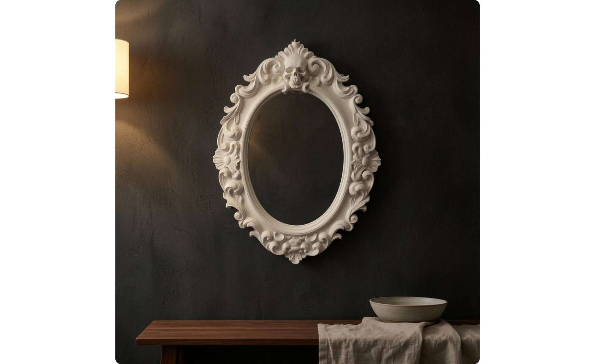 Ornate Oval Wall Frame Carved Medieval Skull Frame Intricate Details