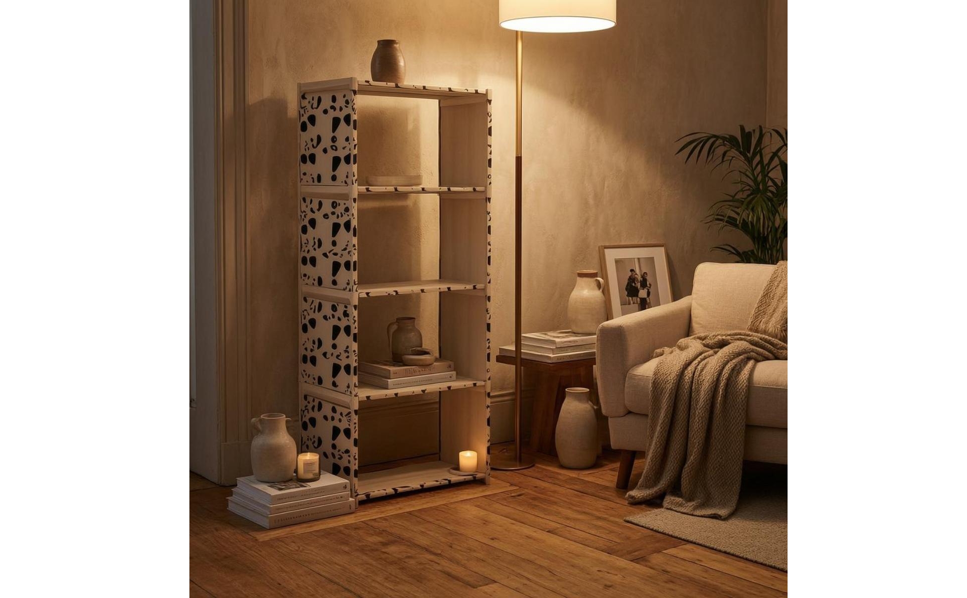 Iron Bookshelf Freestanding Storage Rack Rectangular Frame for Home Organizing