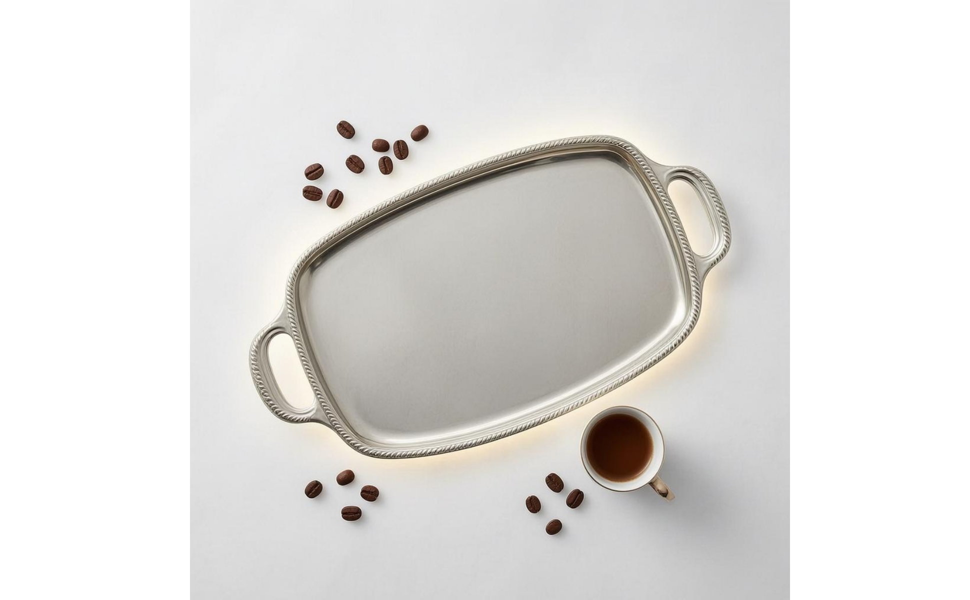 Silver Serving Tray Raised Rim Stainless Steel Tray Polished