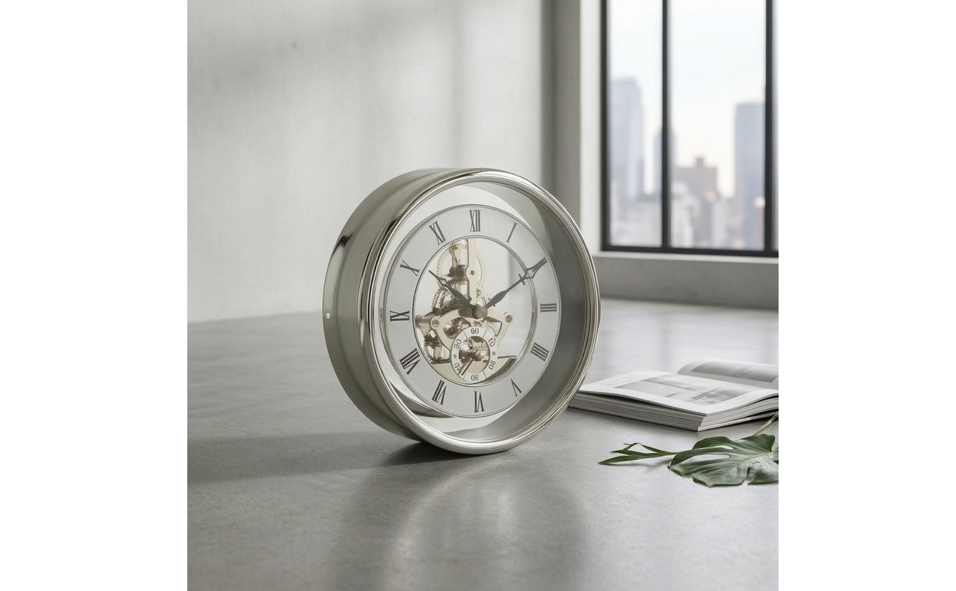 Roman Numeral Wall Timepiece Layered Design Transparent Gear Timepiece Moving