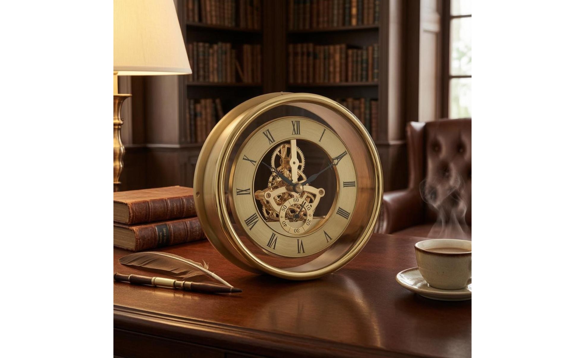 Roman Numeral Wall Timepiece Layered Design Transparent Gear Timepiece Moving