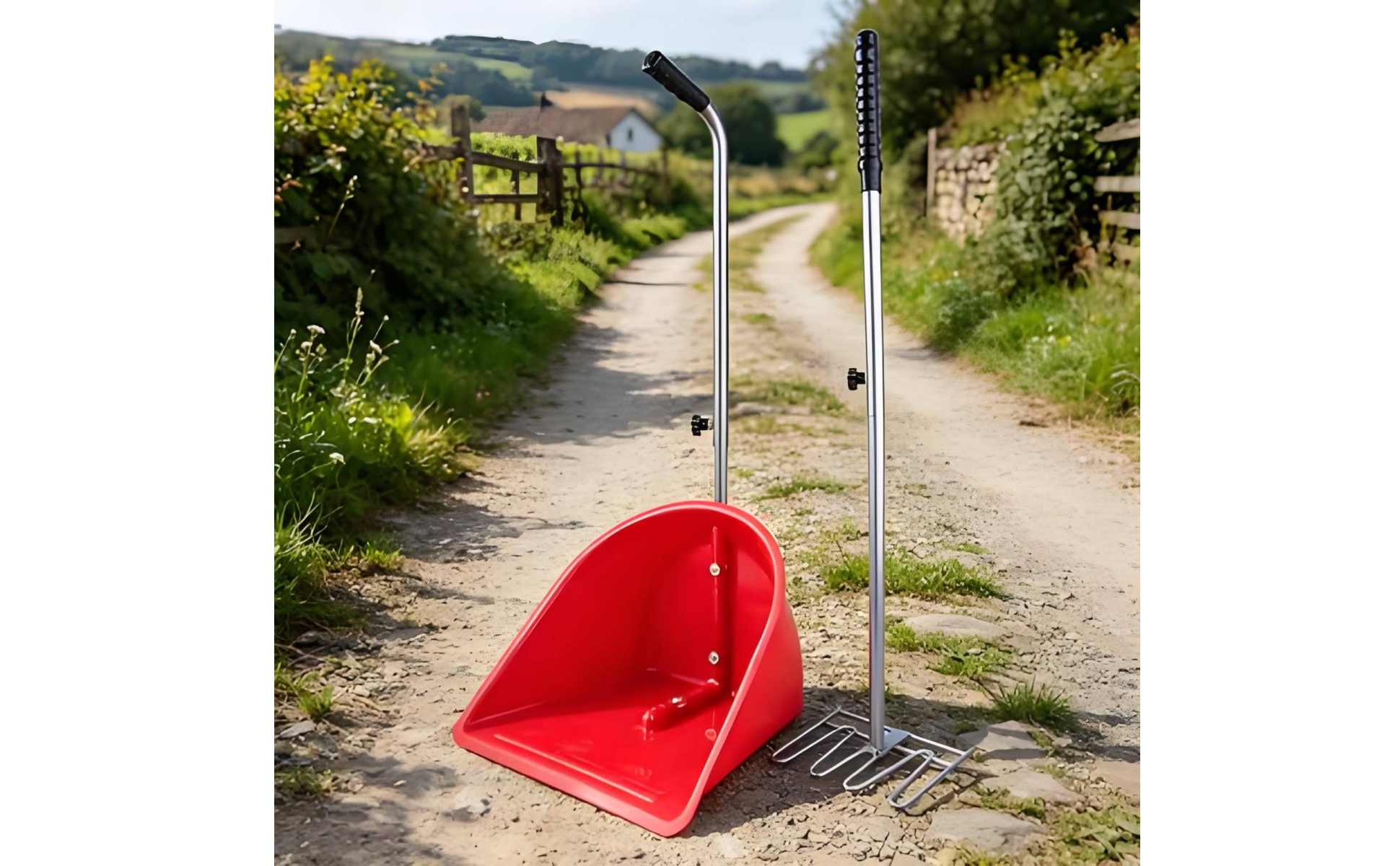 Stable Scoop and Fork Adjustable Handles Horse Manure Scoop Black Grip