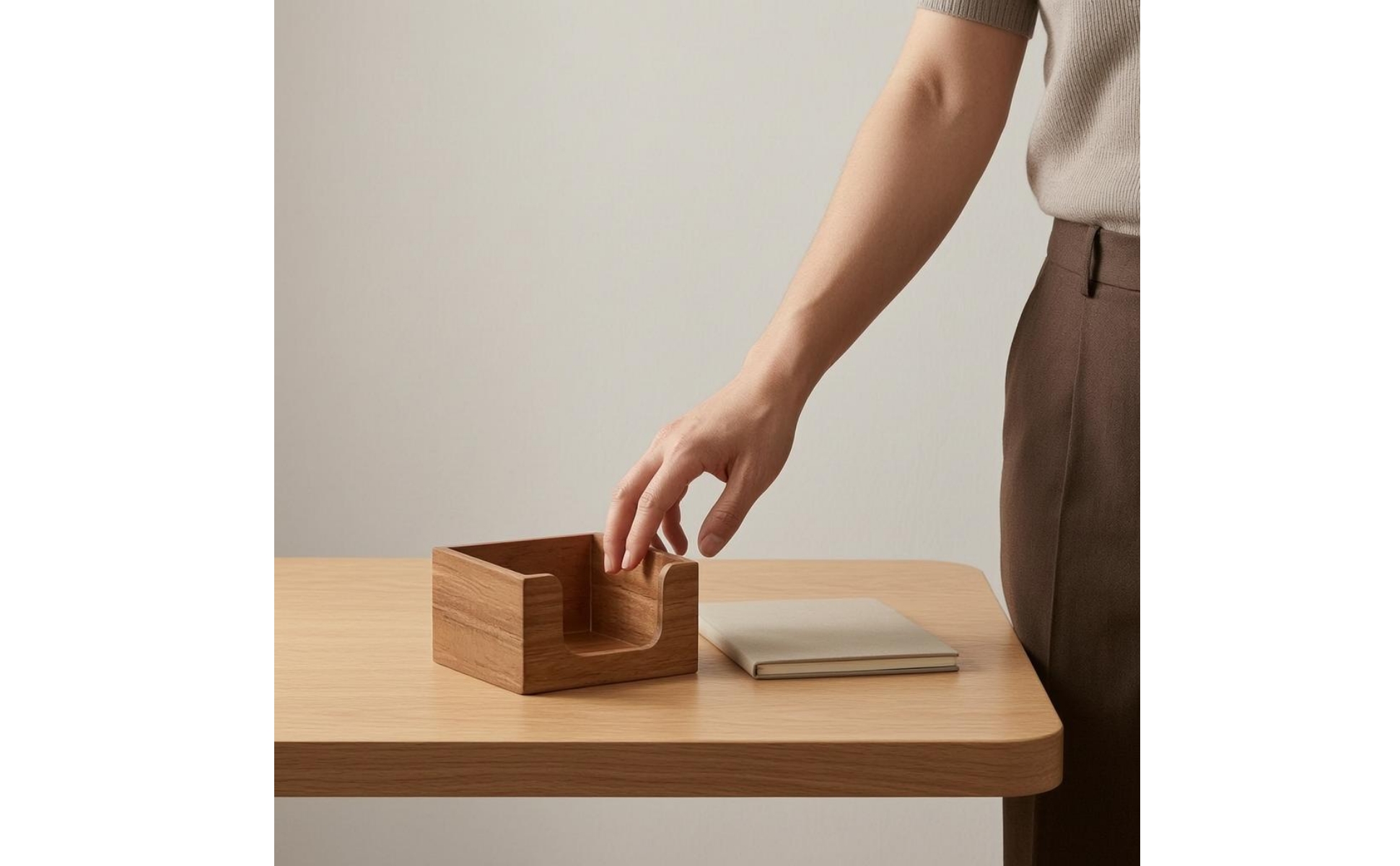 Desktop Note Box Open Top Wood Note Box Rounded Cutout