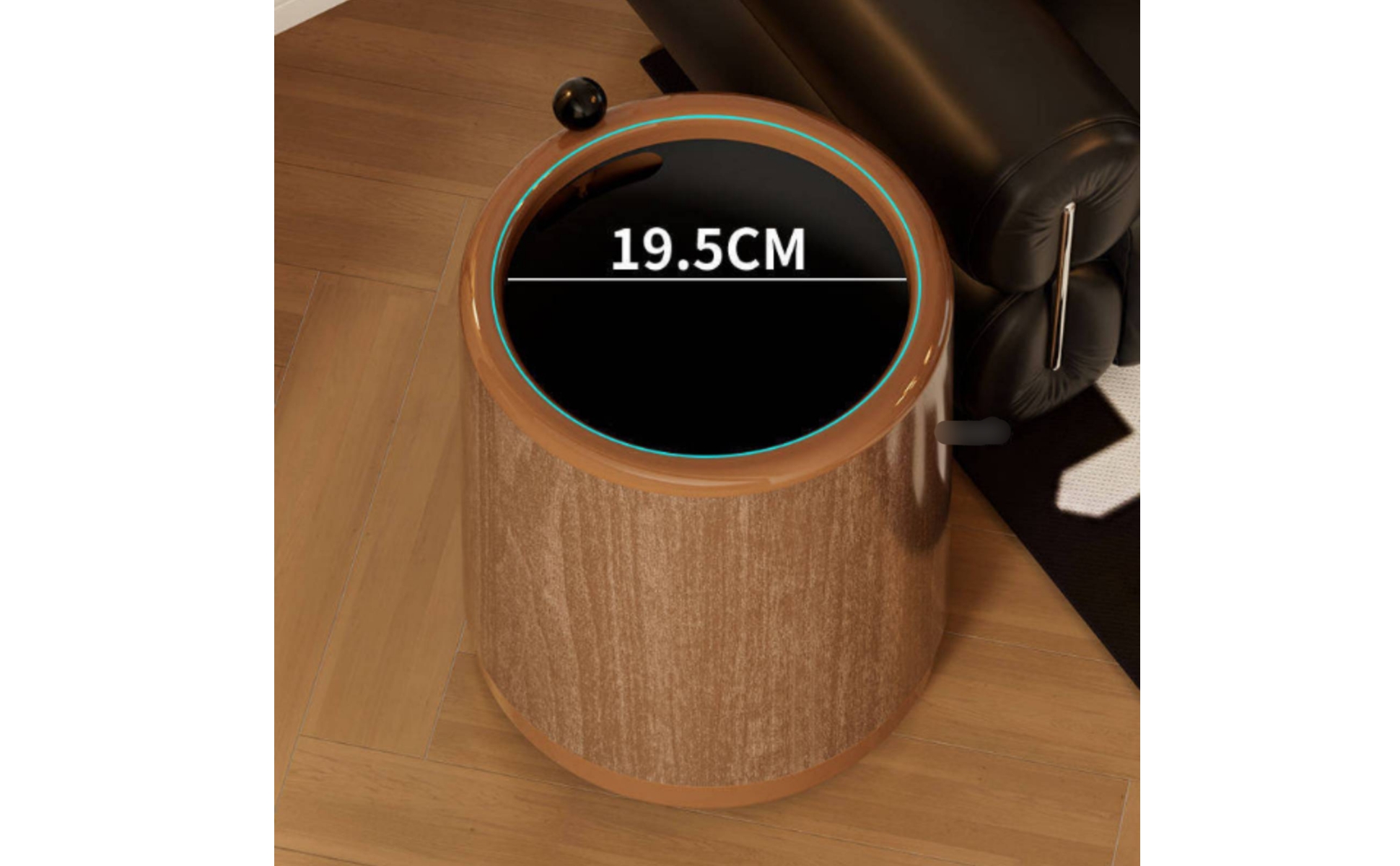 Wood-Grain Trash Can Glossy Wood Grain Trash Can Brown for Home