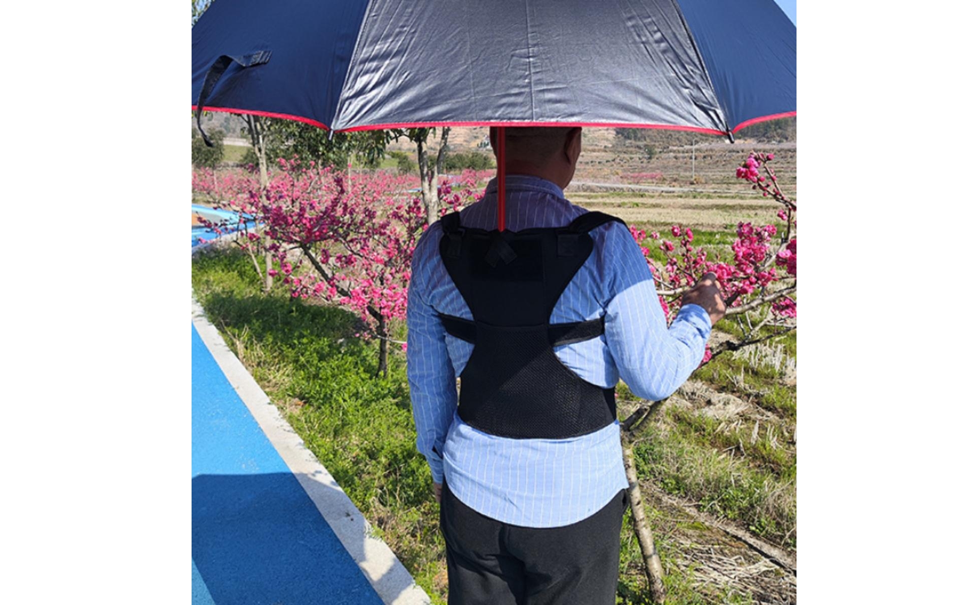 Shoulder Umbrella Holder Contoured Back Umbrella Harness Curved-Handle