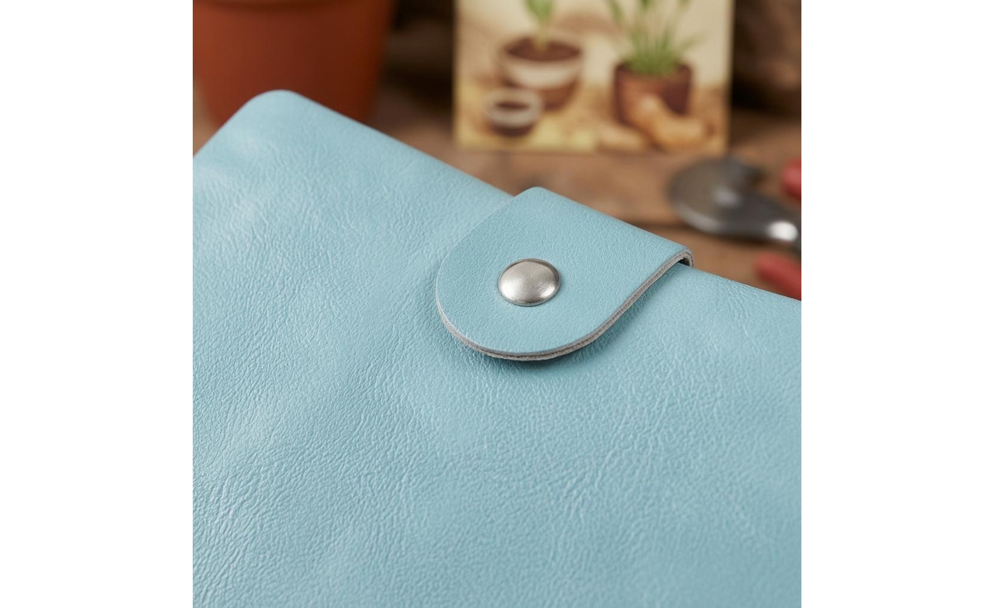 Storage Binder Faux Leather Binder Snap-Tab Closure
