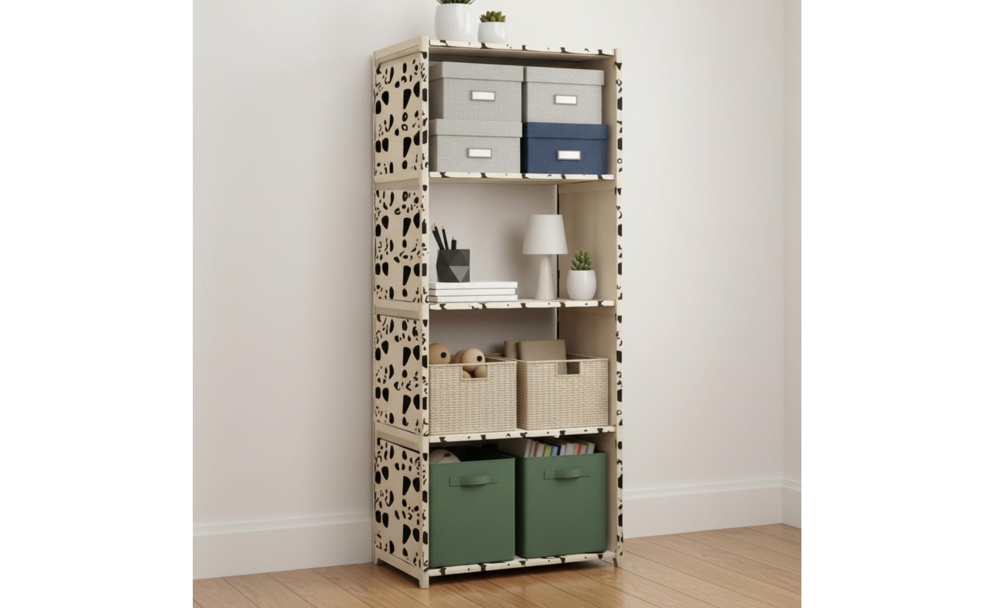 Iron Bookshelf Freestanding Storage Rack Rectangular Frame for Home Organizing