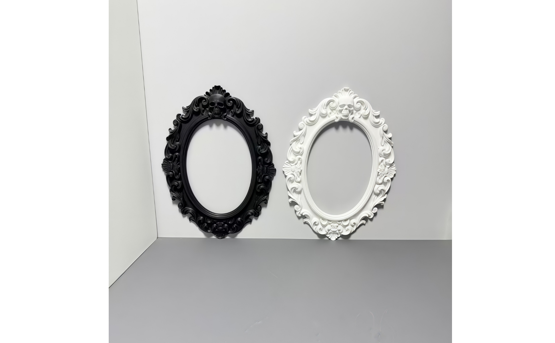 Ornate Oval Wall Frame Carved Medieval Skull Frame Intricate Details