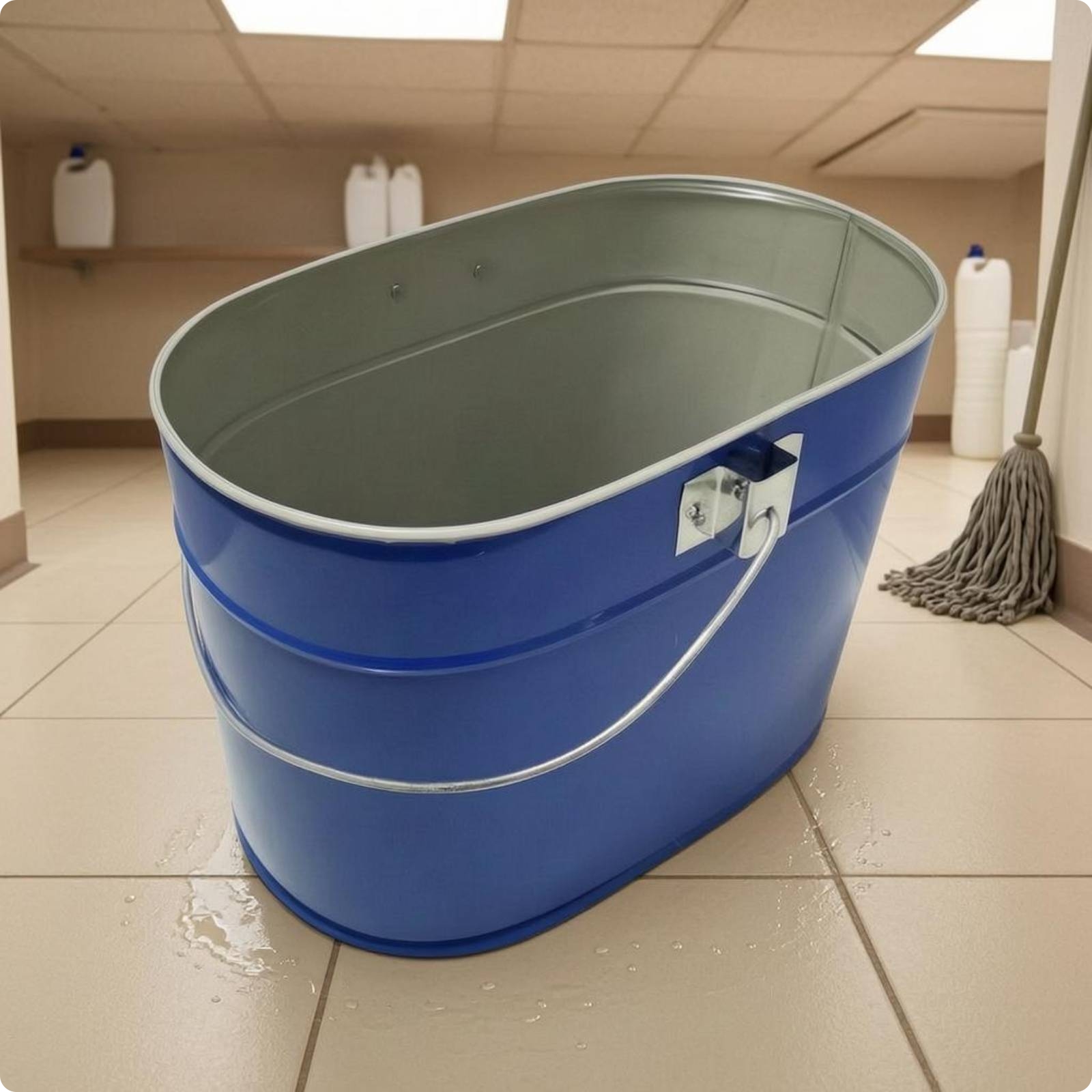 Metal Mop Pail Painted Finish Iron Sheet Pail Professional Grade