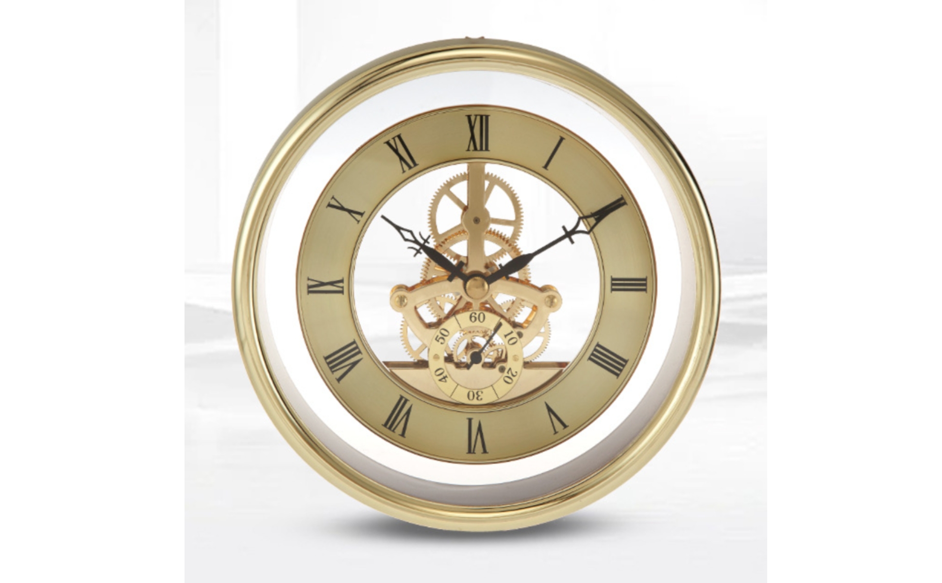 Roman Numeral Wall Timepiece Layered Design Transparent Gear Timepiece Moving