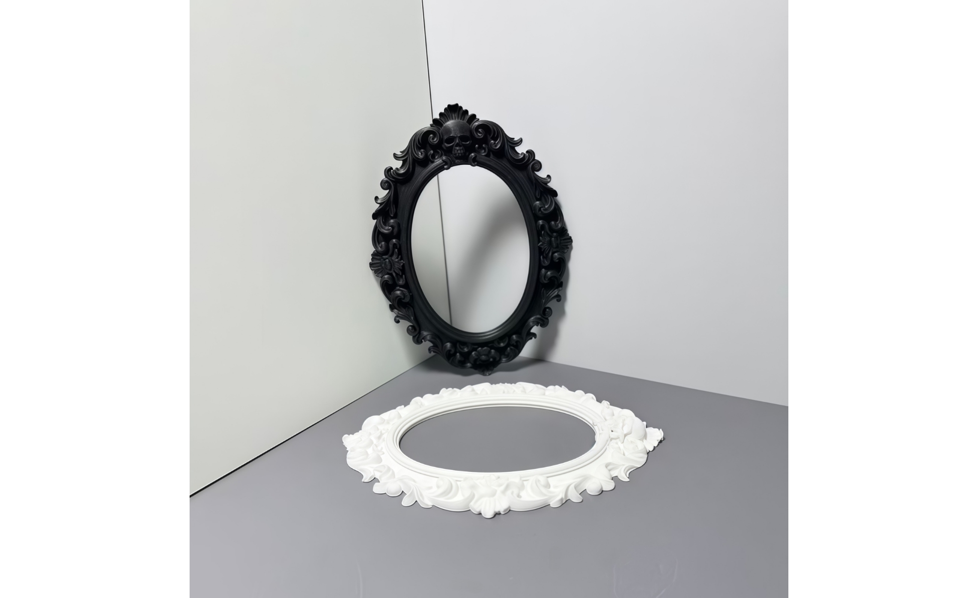 Ornate Oval Wall Frame Carved Medieval Skull Frame Intricate Details