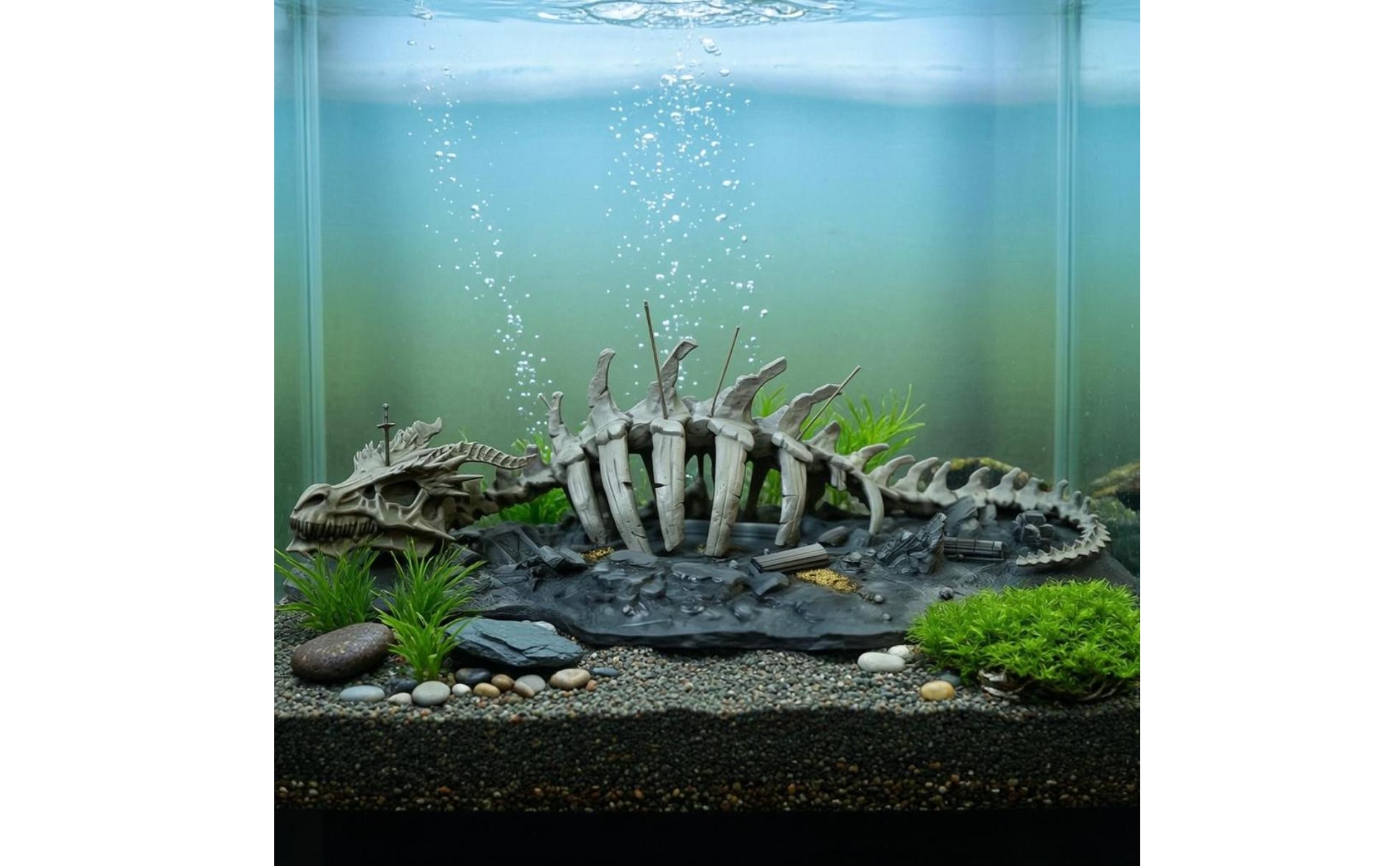 Aquarium Dragon Skeleton Skeletal Dragon Skeleton Ornament Resin