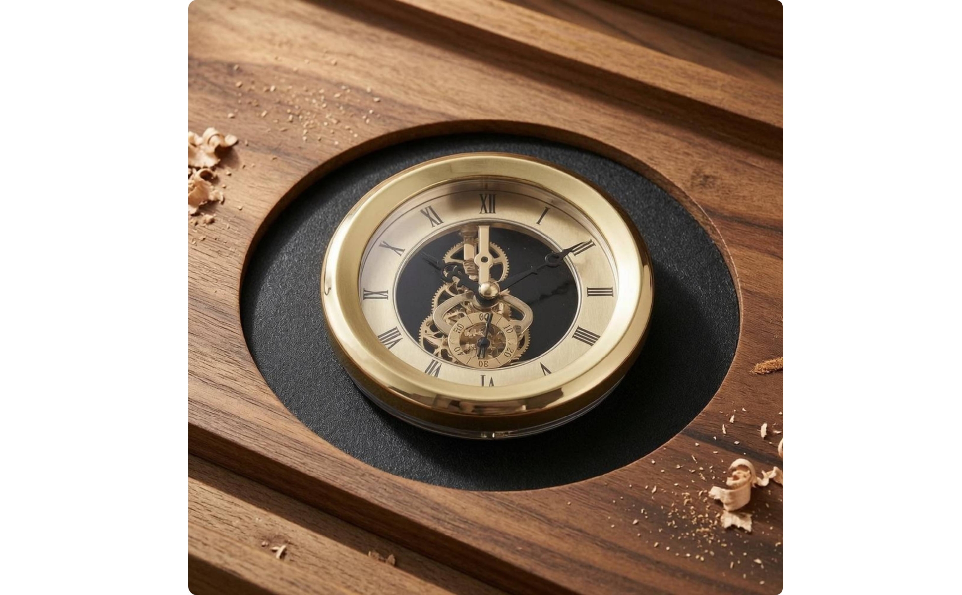 Skeleton Timepiece Insert Exposed Gears Transparent Timepiece Insert Polished