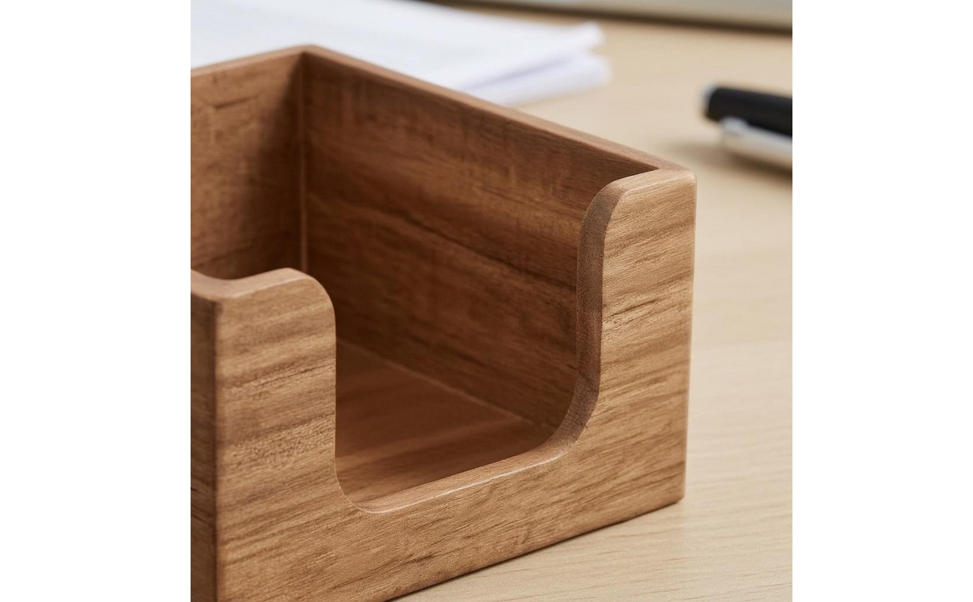 Desktop Note Box Open Top Wood Note Box Rounded Cutout