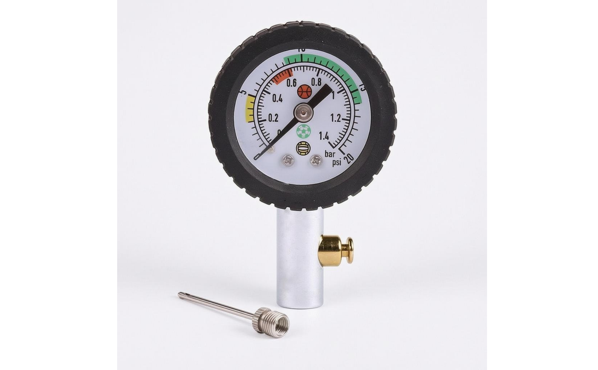 Sports Ball Pressure Gauge Dual Scale Ball Pressure Gauge Metal Body
