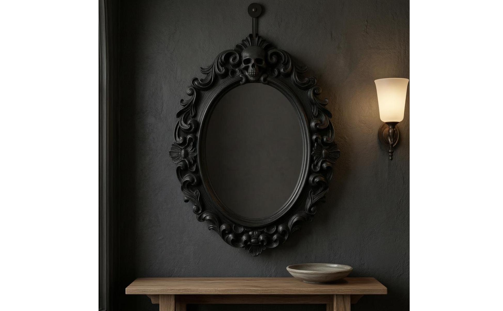 Ornate Oval Wall Frame Carved Medieval Skull Frame Intricate Details