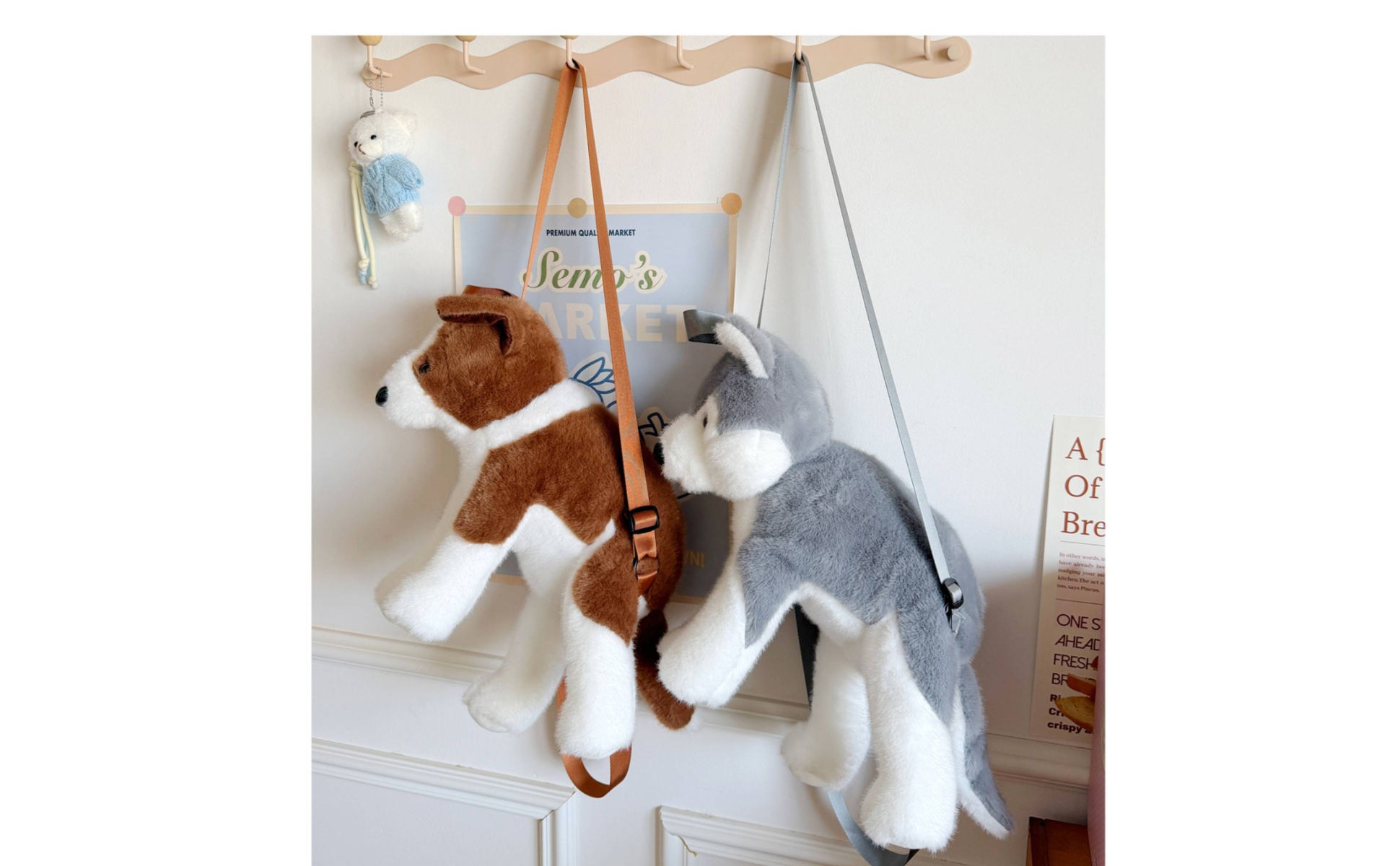 Soft Toy Husky Backpack Dangling Legs Realistic Husky Soft Toy Bag Soft Furry