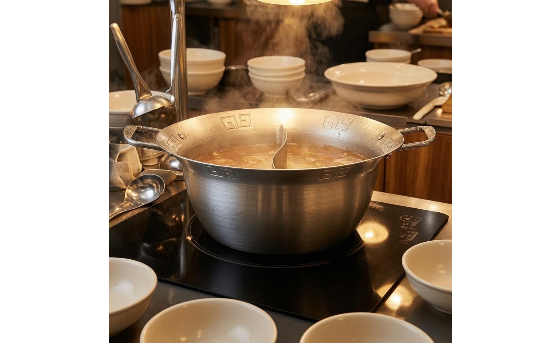 doubleCompartment Hot Pot Smooth Shiny Finish Doubleflavor Hot Pot Wide Flared