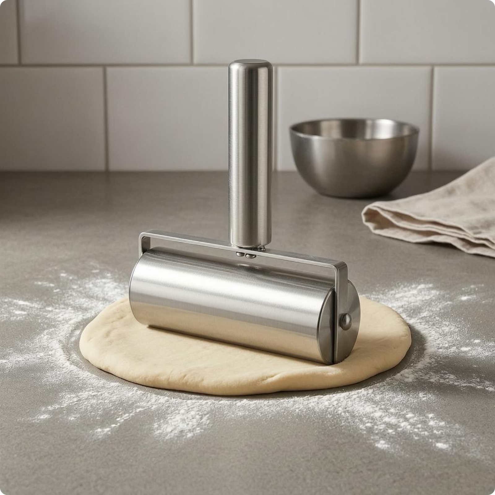 Stainless Steel Rolling Cylinder Cylindrical Metal Pastry Cylinder Handheld