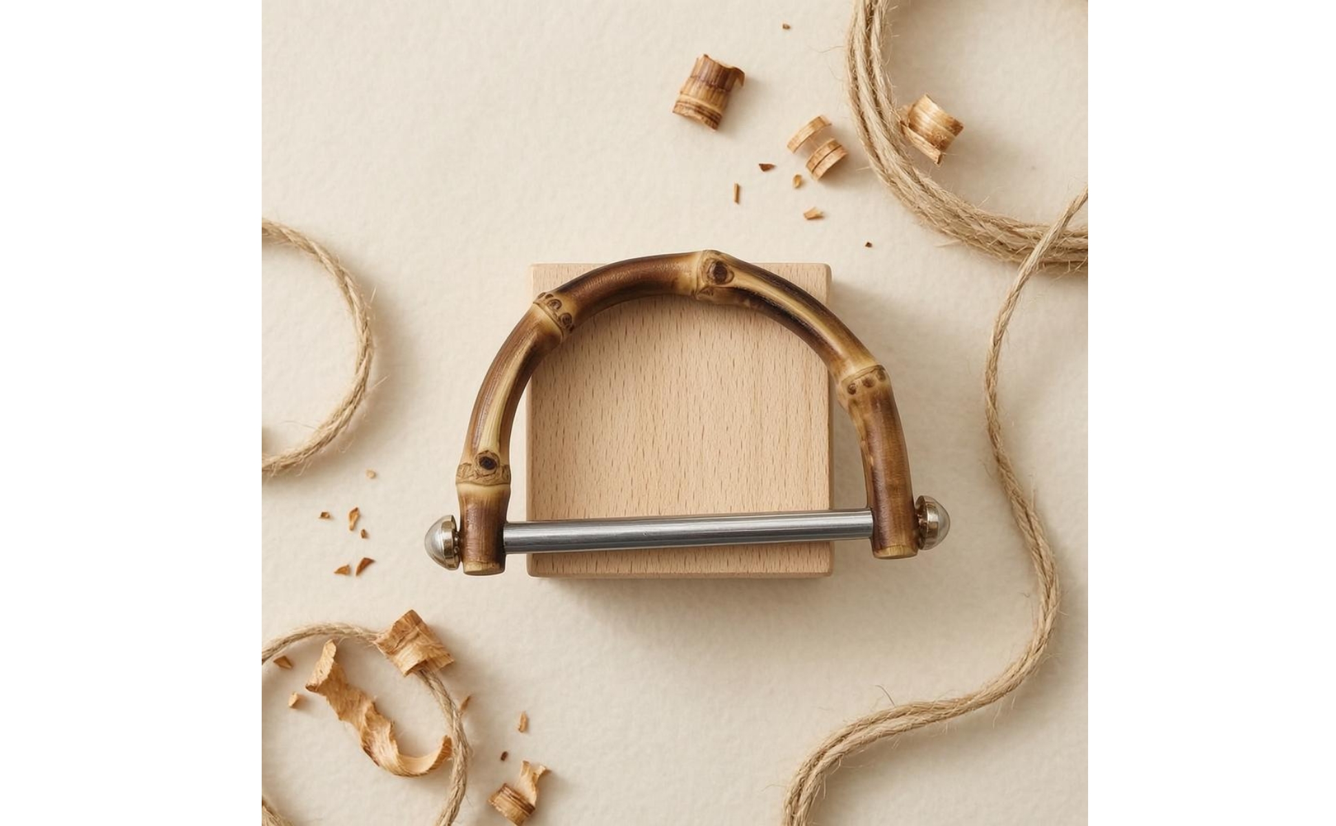 Bamboo Handbag Handle Pearl-Like Caps U-Shaped Bamboo Handle DIY
