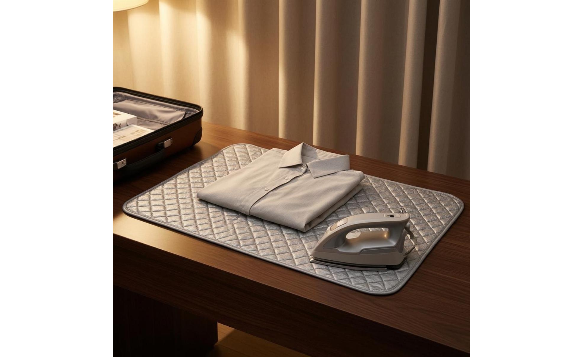 Cotton Ironing Mat Silver-Toned Quilted Ironing Pad Foldable