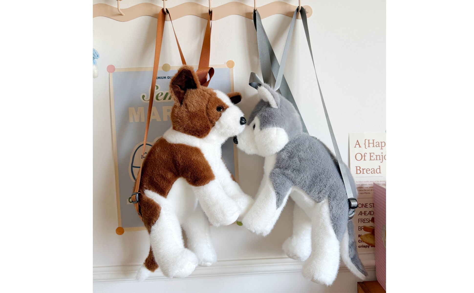 Soft Toy Husky Backpack Dangling Legs Realistic Husky Soft Toy Bag Soft Furry