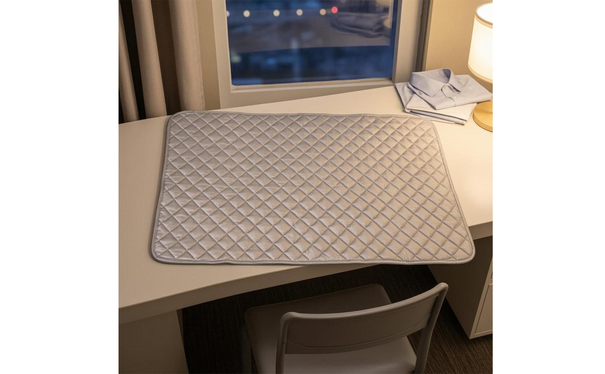 Cotton Ironing Mat Silver-Toned Quilted Ironing Pad Foldable