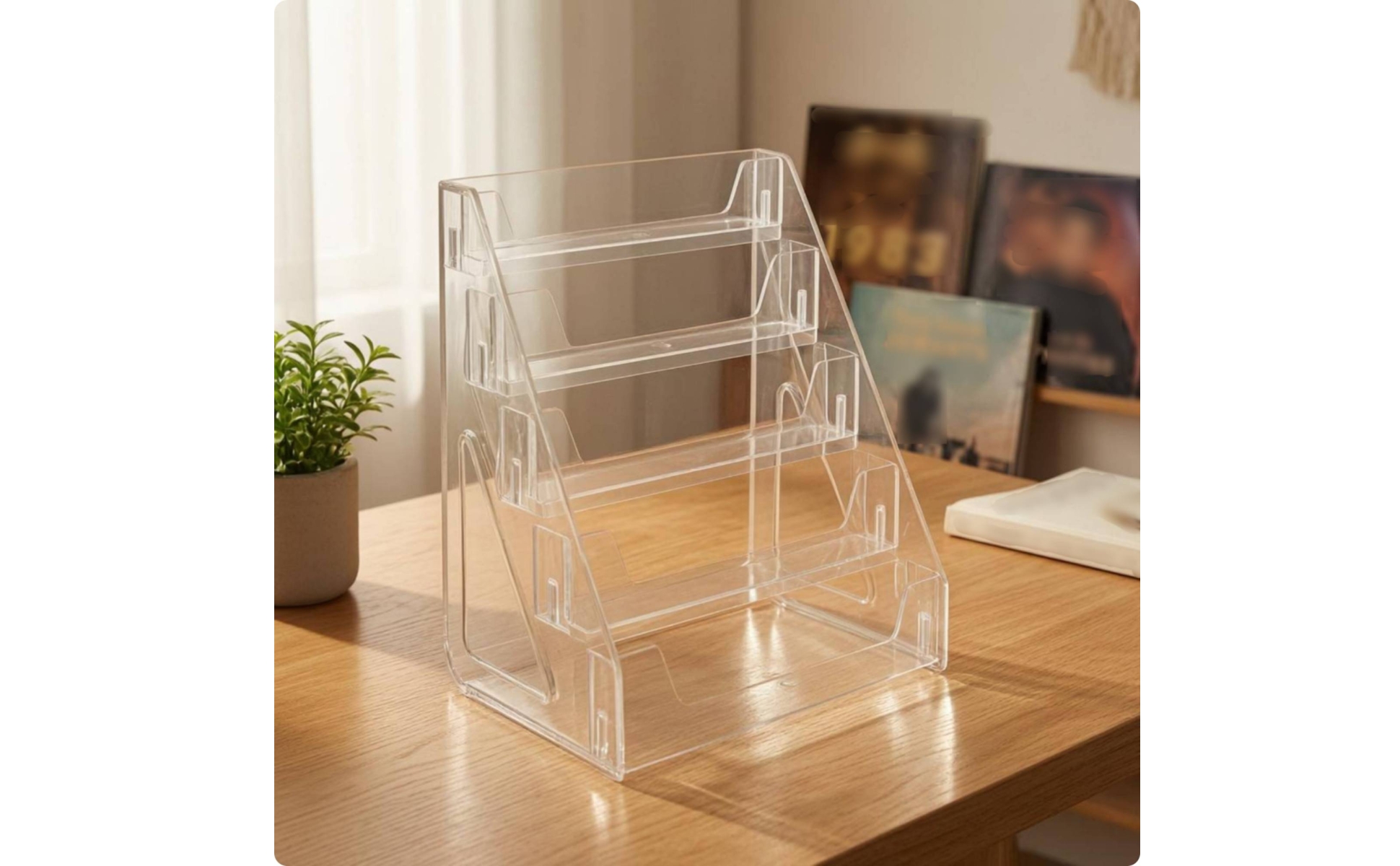 Stepped CD Display Shelf Tiered Design CD Storage Rack Large Capacity
