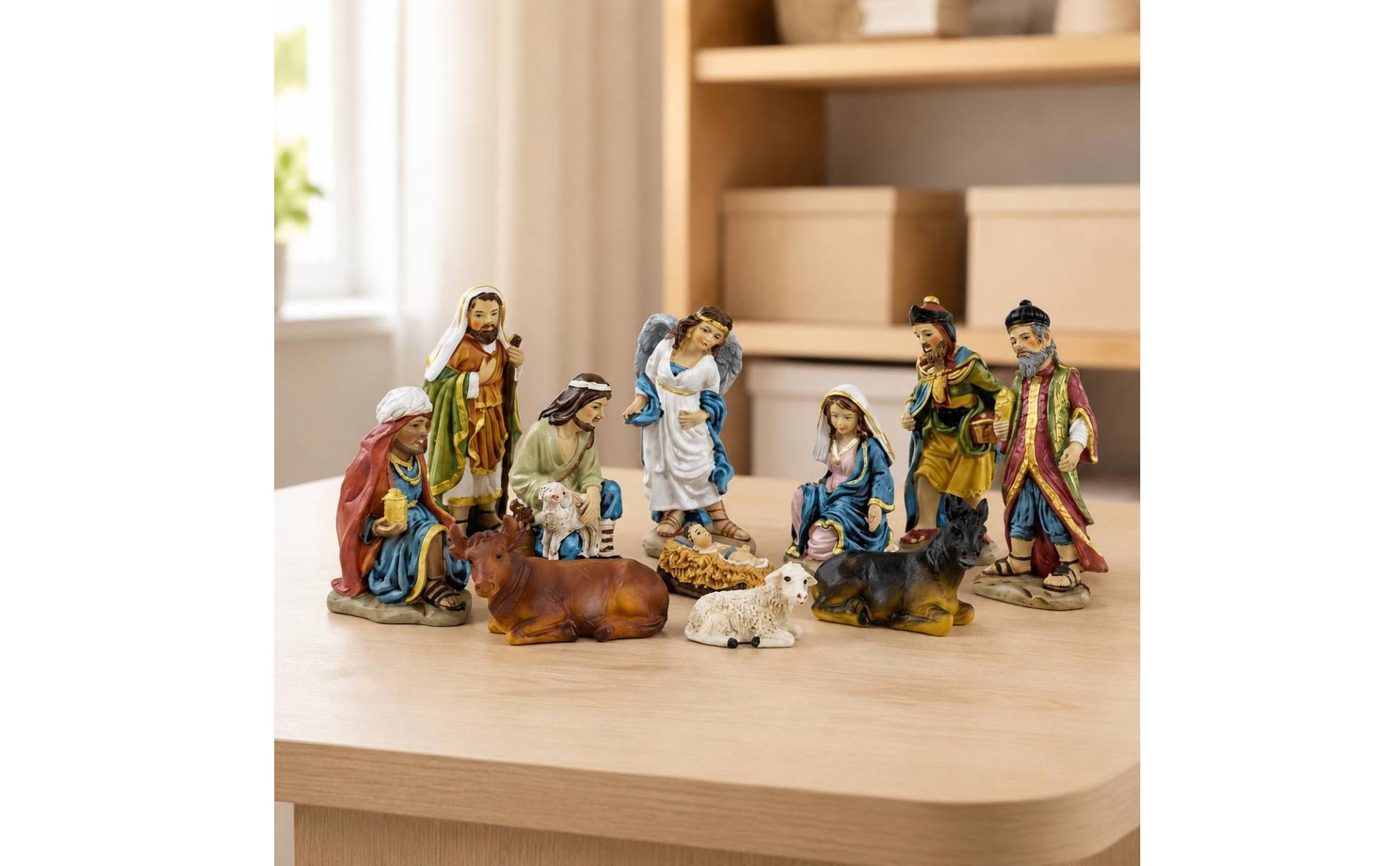 11 Stück Resin-Krippenszene Kunstharz Mini-Krippenfiguren Miniatur für Kinder