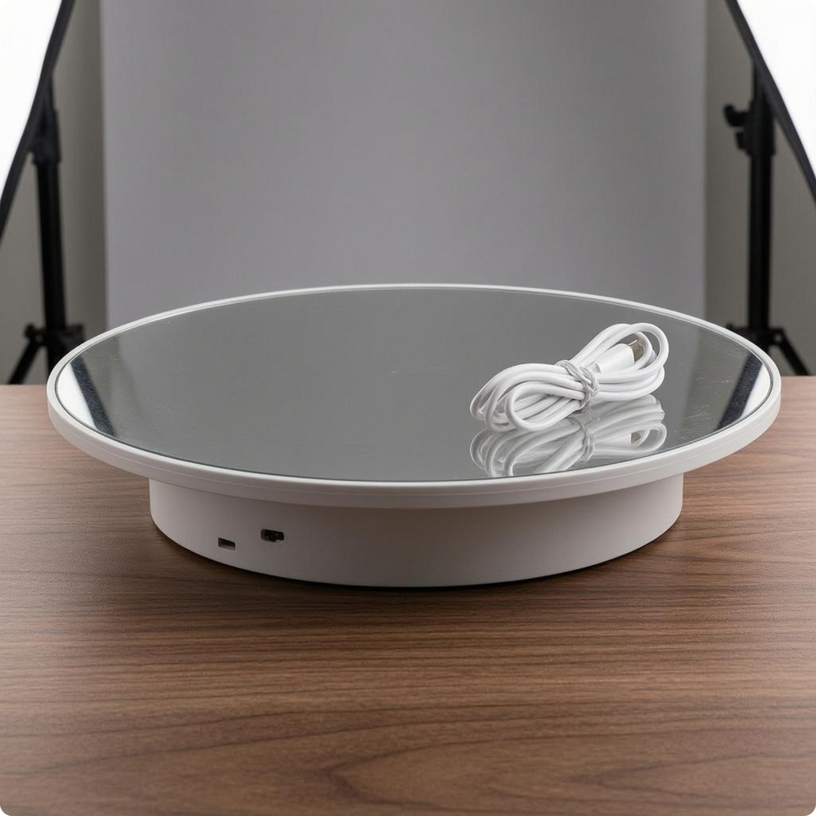 Electric Rotating Display Stand Mirrored Top Rotating Display Turntable ABS