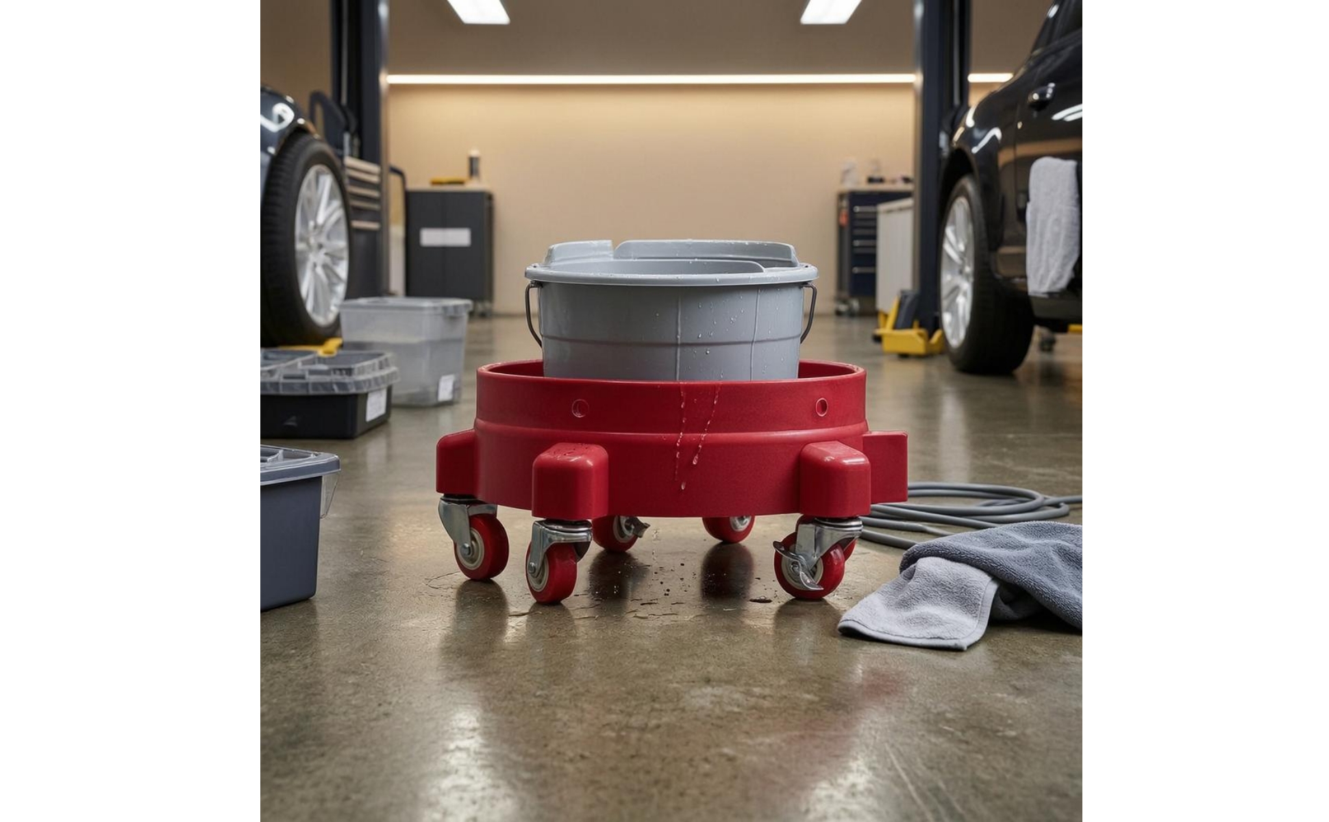 Pail Rolling Base Swivel Casters Round Pail Base Easy Mobility