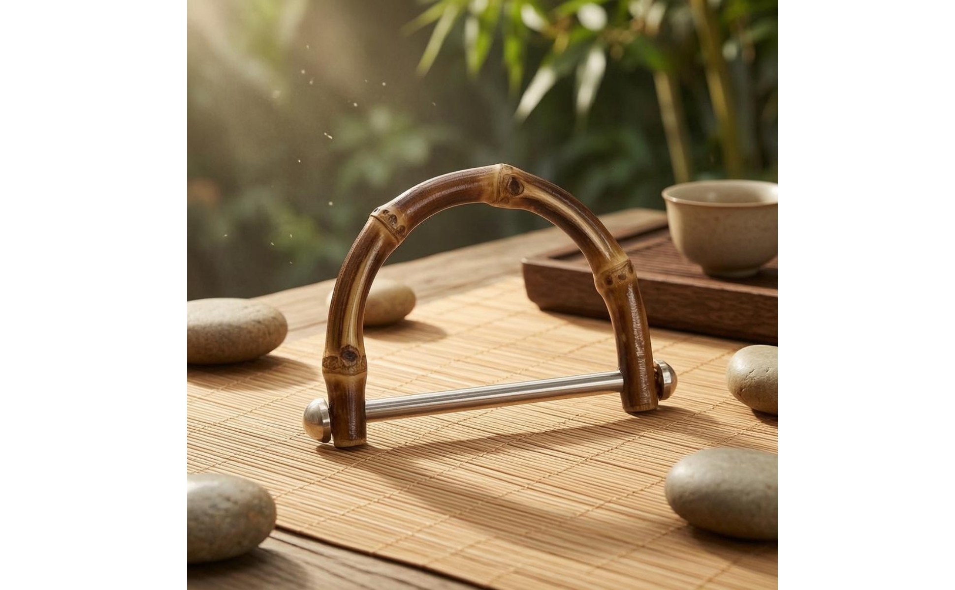 Bamboo Handbag Handle Pearl-Like Caps U-Shaped Bamboo Handle DIY