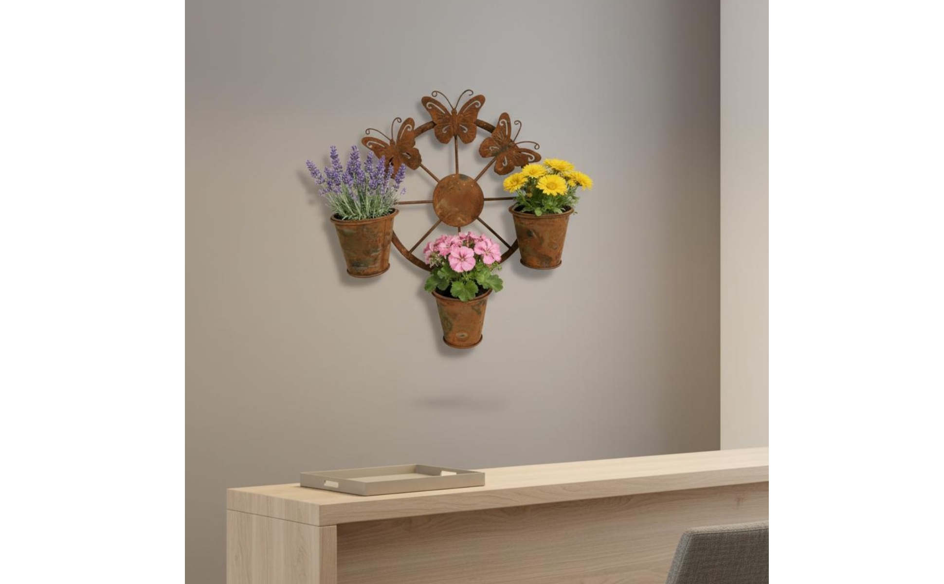 Metal Wall Planter Decor Weathered Butterfly Wall Planter Rustic