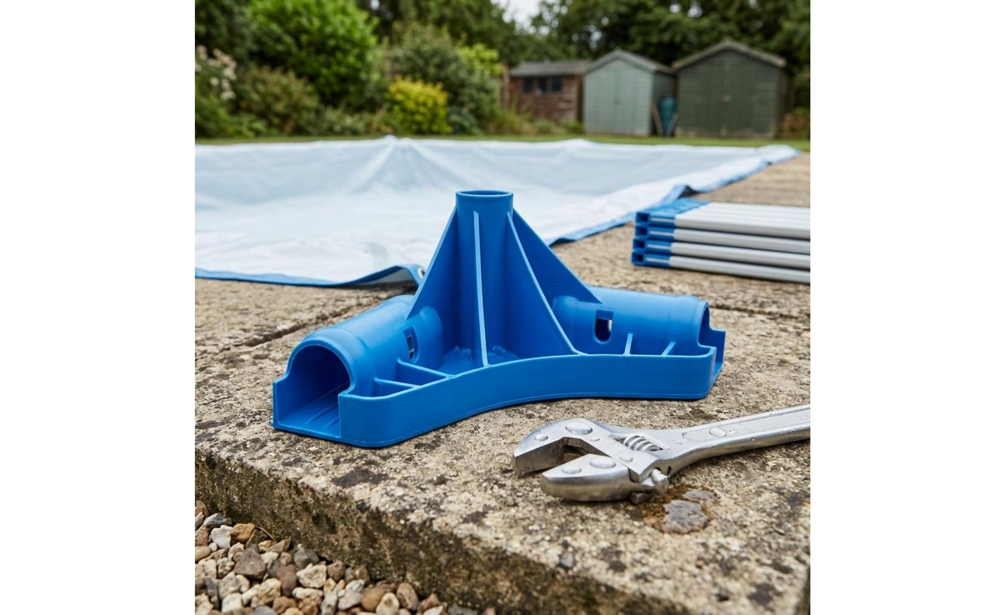 Connecteur de Cadre de Piscine Stabilité Renforcée Support Plastique Bleu Moulé