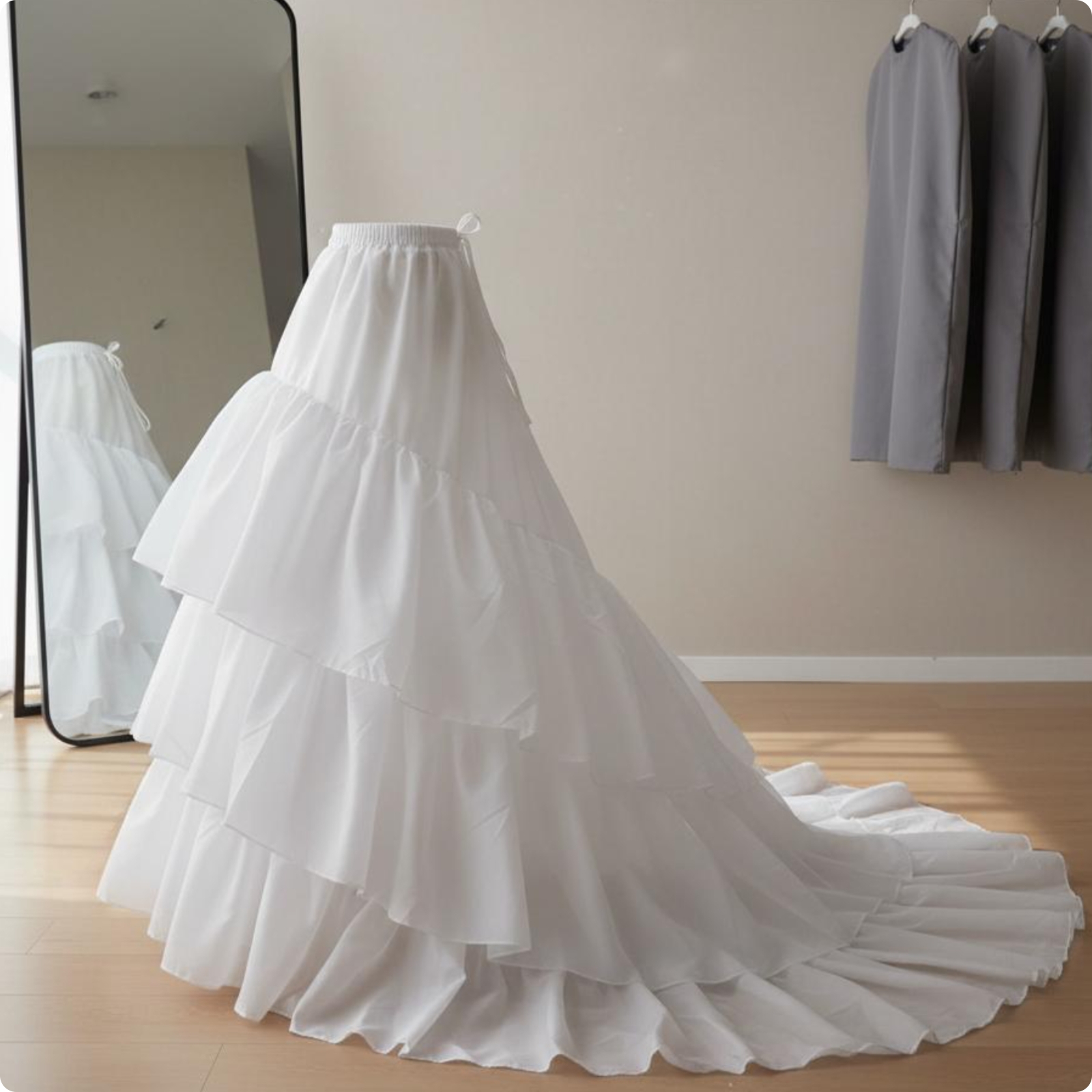 Train Underskirt Layered Design Bridal Underskirt Tiered for Weddings, Brides