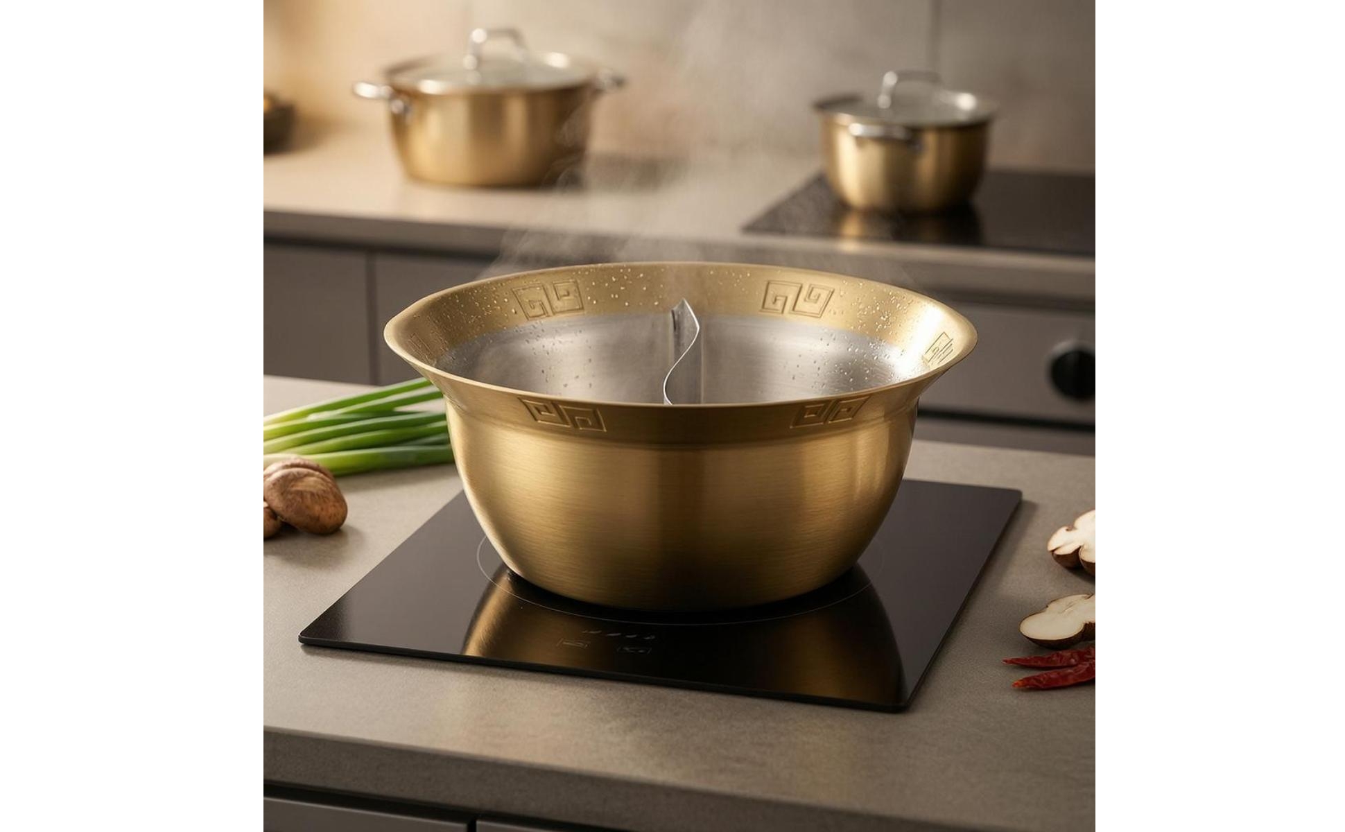 doubleCompartment Hot Pot Smooth Shiny Finish Doubleflavor Hot Pot Wide Flared