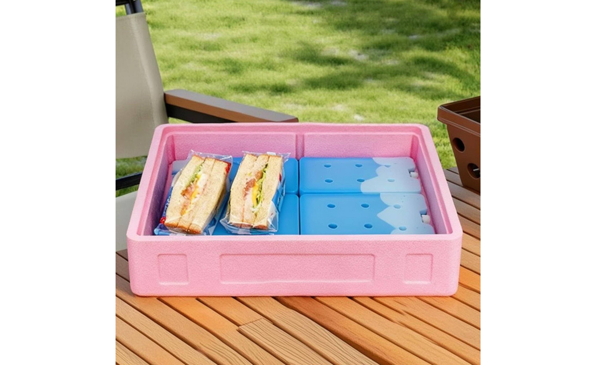 Insulated Food Warmer Box Transparent Lid Thermal Food Carrier 4 Ice Boards