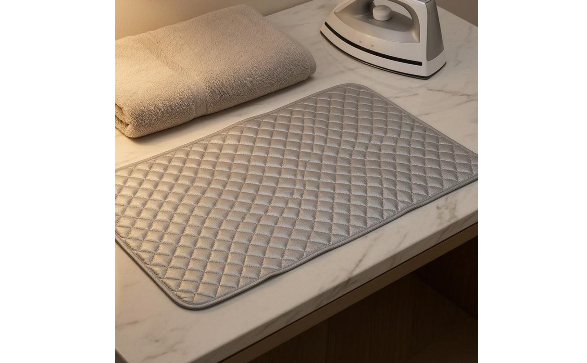 Cotton Ironing Mat Silver-Toned Quilted Ironing Pad Foldable