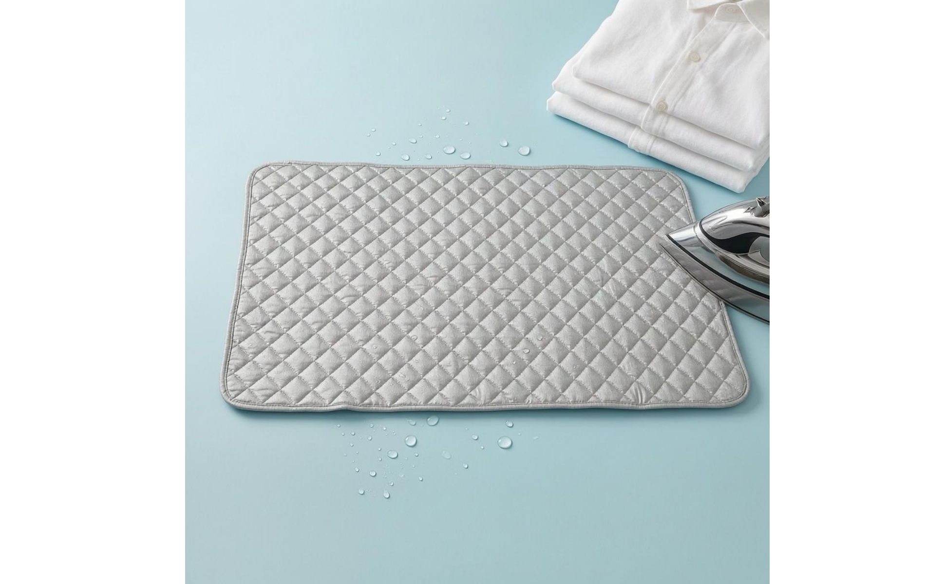 Cotton Ironing Mat Silver-Toned Quilted Ironing Pad Foldable
