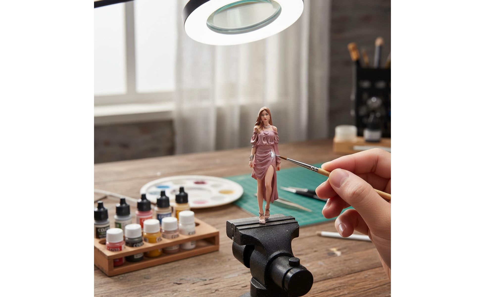 Handgefertigte Resinfigur 1:18 Gehende Mädchenfigur Handgefertigt