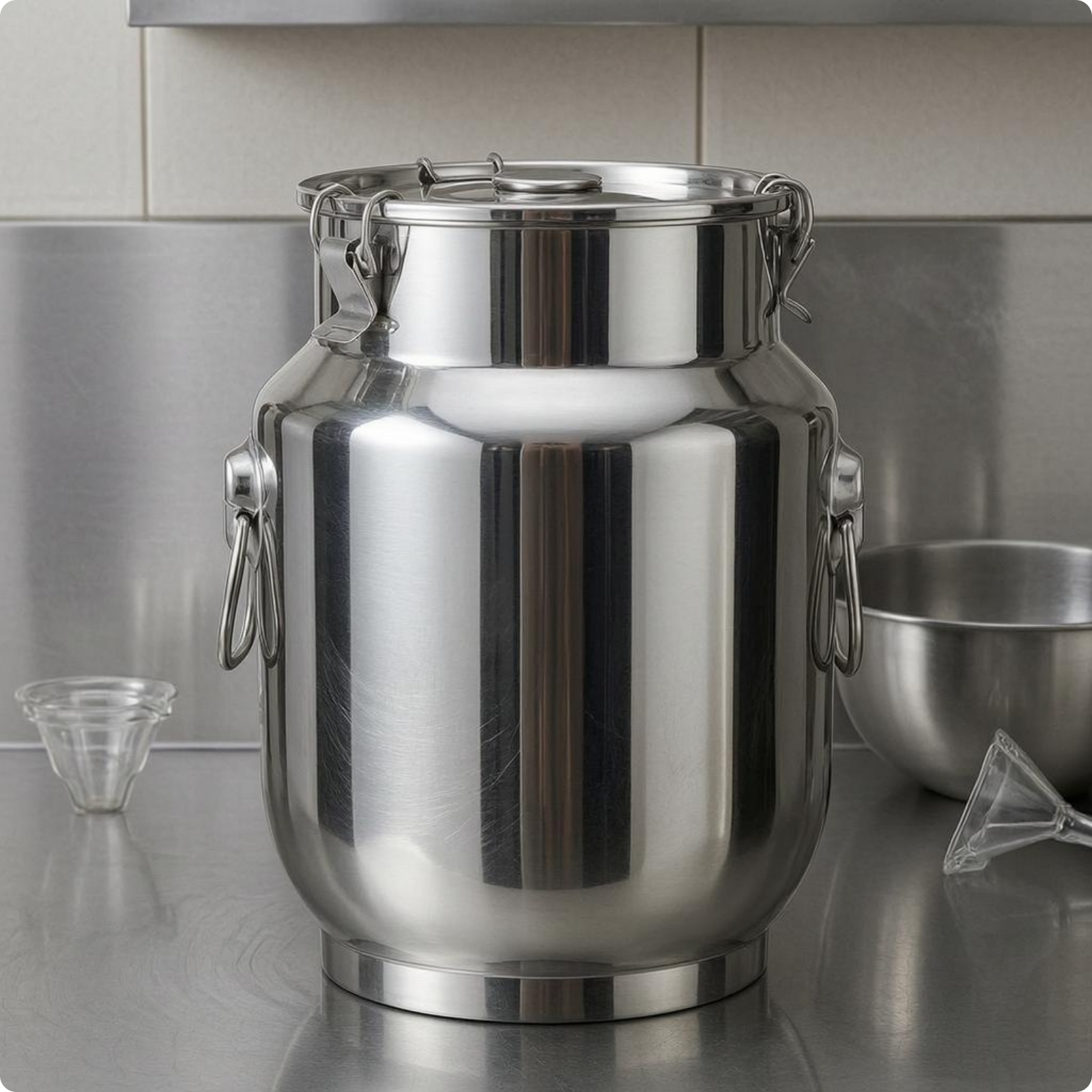 Stainless Steel Sealed Container Mirror Finish Clamp Lid Container Two Handles