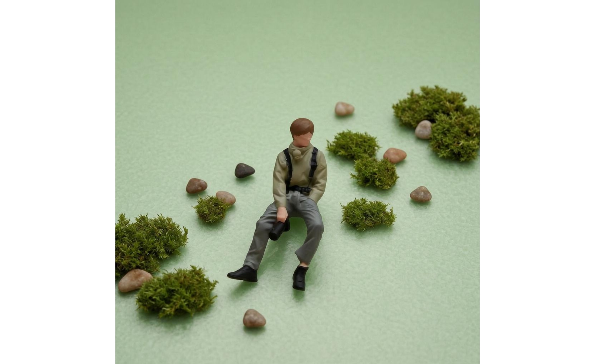 Photo-Taking Resin Figure Realistic Pose Seated Photographer Figurine