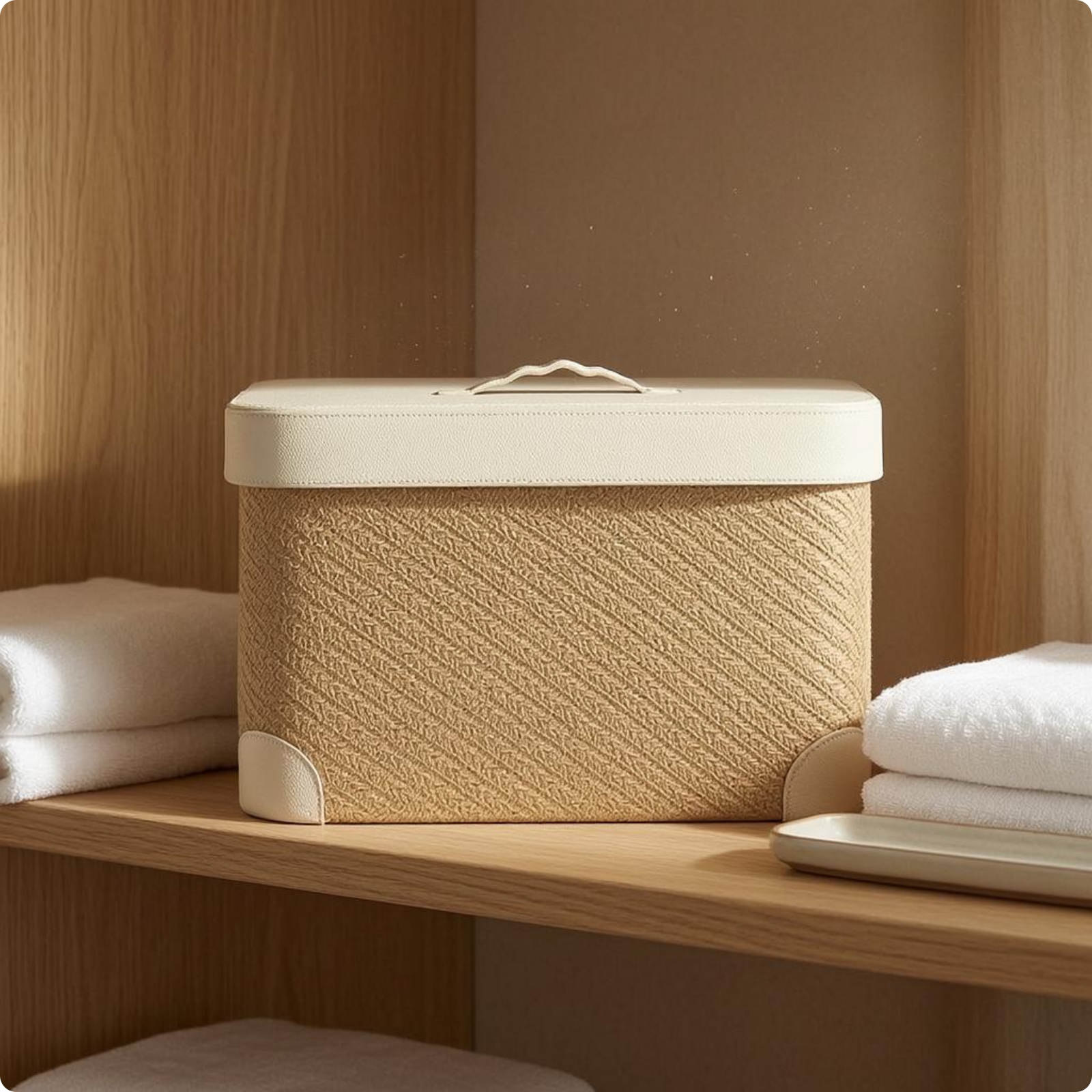 Jute Storage Box Structured Rectangular Lidded Box Handwoven