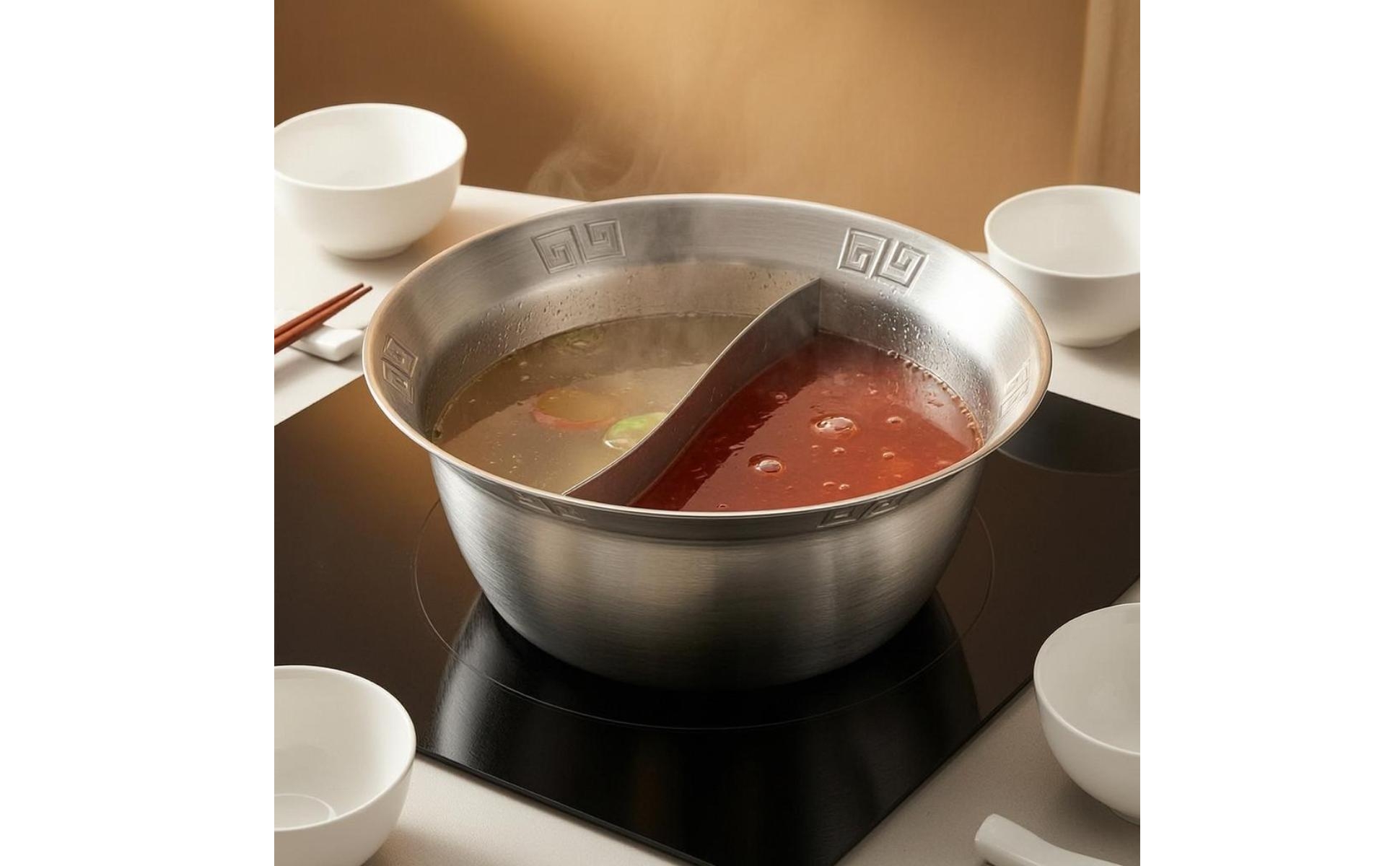 doubleCompartment Hot Pot Smooth Shiny Finish Doubleflavor Hot Pot Wide Flared