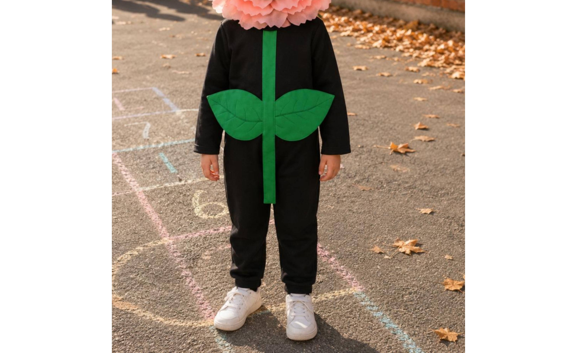 Carnation Costume Foliage Appliques Full-Body Jumpsuit Costume Green Accents